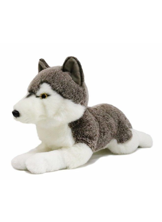 Ice King Bear Lifelike Siberian Wolf Stuffed Animal Plush Toy 14 Inches Length (Lying) - Image 3