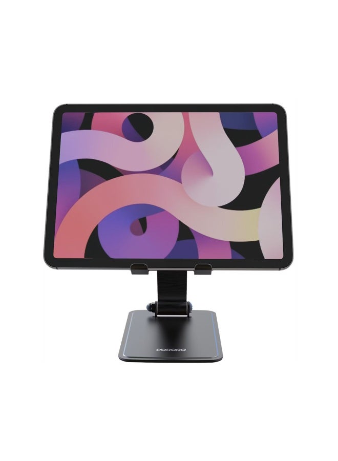 porodo Foldable Desktop Stand with Anti-Slip Base, 360° Rotation, 4.7-13 Inch Device Compatibility, Adjustable Viewing Angle, Horizontal & Vertical, Universal Compatibility - Gray - Image 4