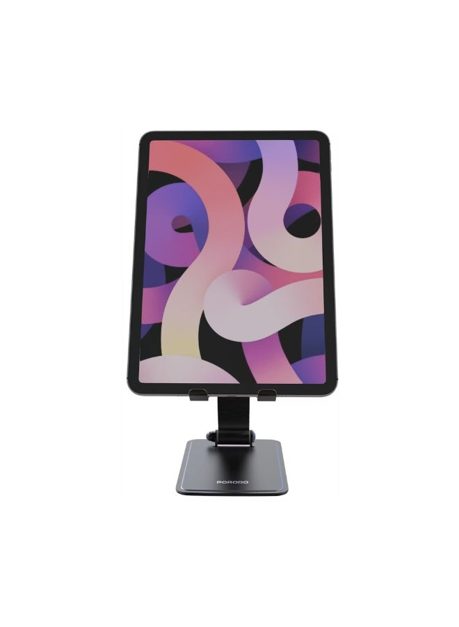 porodo Foldable Desktop Stand with Anti-Slip Base, 360° Rotation, 4.7-13 Inch Device Compatibility, Adjustable Viewing Angle, Horizontal & Vertical, Universal Compatibility - Gray - Image 3
