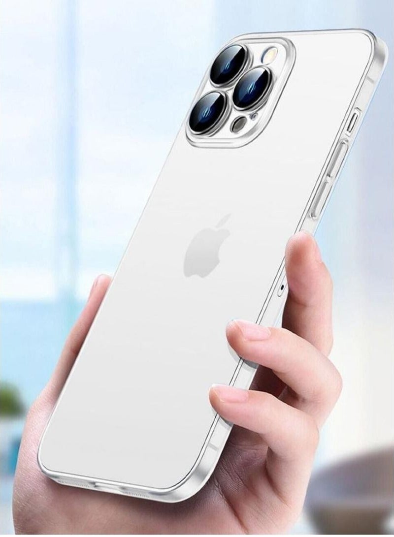 2Pack for iPhone 14 Pro Soft TPU Case Cover with Screen Protector 9H Tempered Glass White/Clear - Image 3