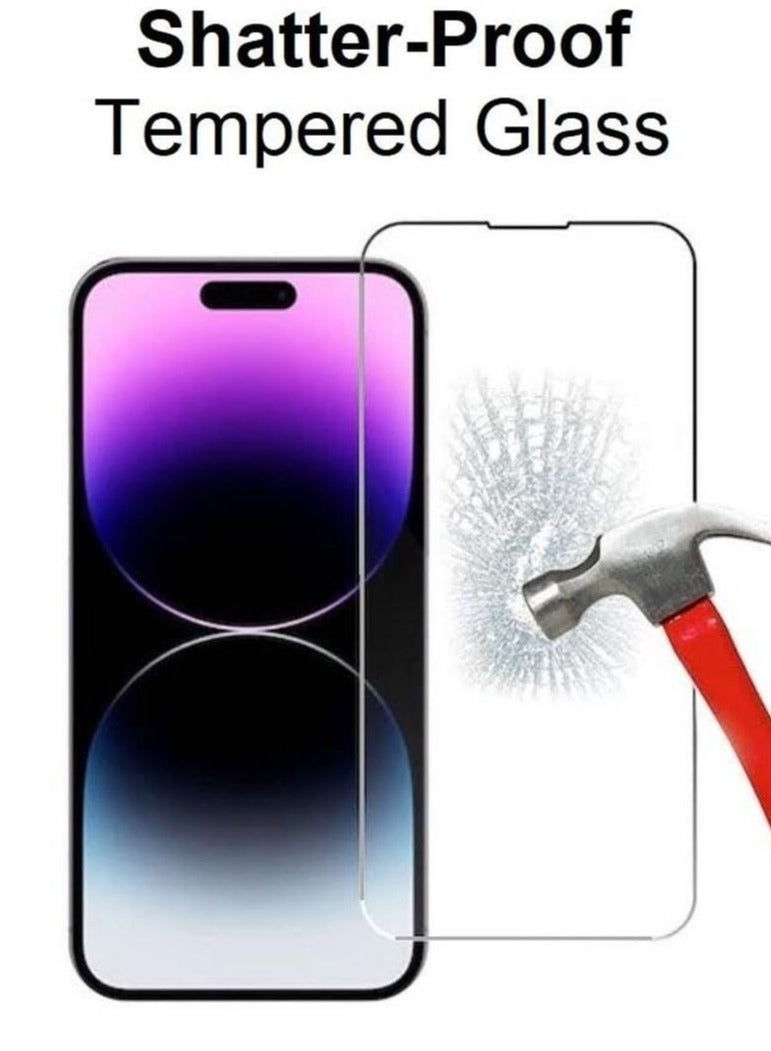 2Pack for iPhone 14 Pro Soft TPU Case Cover with Screen Protector 9H Tempered Glass White/Clear - Image 5