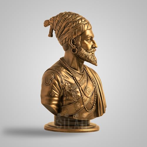 SILAII Chhatrapati Shivaji Maharaj Sculpture – 5 Inches | Antique Bronze Finish | Artistically Crafted Warrior King Idol for Home Decor, Office Desk & Gifting - Image 3