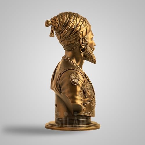 SILAII Chhatrapati Shivaji Maharaj Sculpture – 5 Inches | Antique Bronze Finish | Artistically Crafted Warrior King Idol for Home Decor, Office Desk & Gifting - Image 4