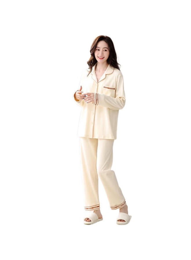 Your Sun Comfortable And Refreshing 100% Cotton Women's Autumn And Winter Long Sleeve Cardigan Loose And Simple Ladies' Home Wear Set Can Be Worn Outside - Image 2