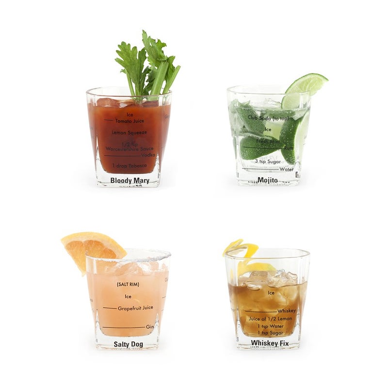Kikkerland  Bartending Glasses Set Of 4  GL11