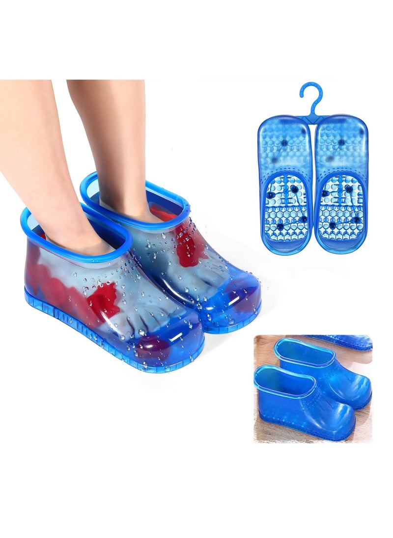 Excefore Massage Foot Bath Shoes, 1 Pair Portable SPA Household Relaxation Bucket Boots Thermal Massage to Promote Blood Circulation, Movable Foot Soak Tub Pedicure Foot Spa (Blue)  - Image 1
