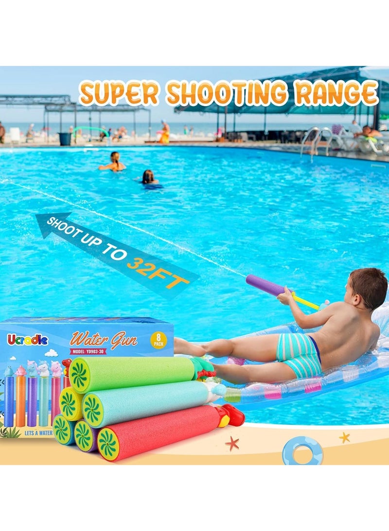 Excefore Water Squirter for Kids, Super Foam Soakers Blaster Squirt Guns, Pool Noodles Toy with Plastic Handle Summer Swimming Beach Garden Fighting Game,Outdoor Toys for Kids Boys Girls Adults (8 Pack) - Image 3