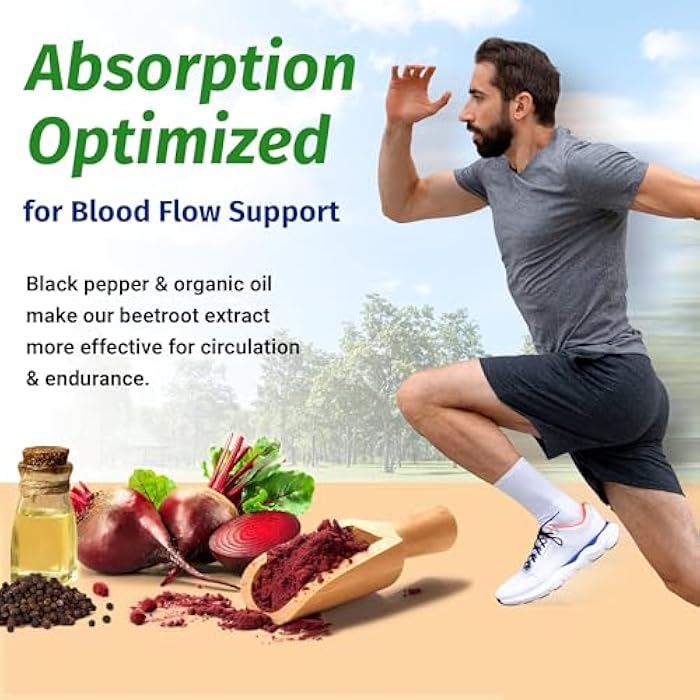 1 Body Beet Vital, Organic Beetroot Capsules for Circulation, Energy, & Stamina, Nitric Oxide Booster Beets Supplements with 1360mg Beetroot Extract, Vegan, Non-GMO - Beet Root Supplements, 60 Count - Image 5
