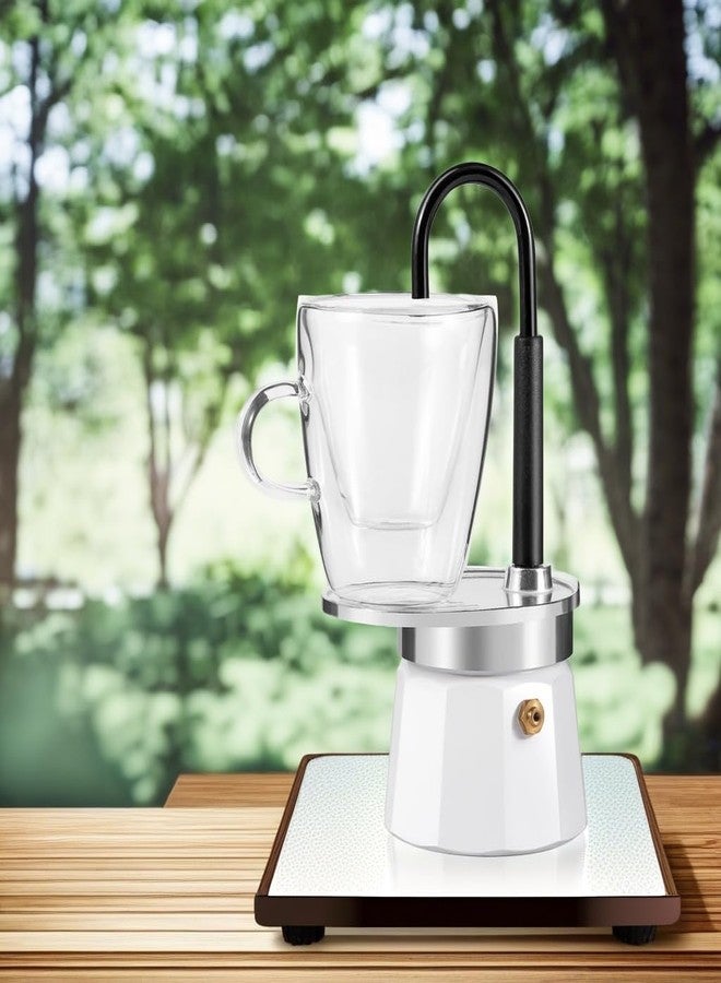 MVPLUE-Mini Express Swiss Single Tube Moka Pot Aluminum Ivory white，Moka Set includes One Double Wall 3oz Cup,Enjoy delicious coffee in no time - Image 5