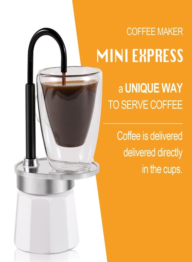 MVPLUE-Mini Express Swiss Single Tube Moka Pot Aluminum Ivory white，Moka Set includes One Double Wall 3oz Cup,Enjoy delicious coffee in no time - Image 3