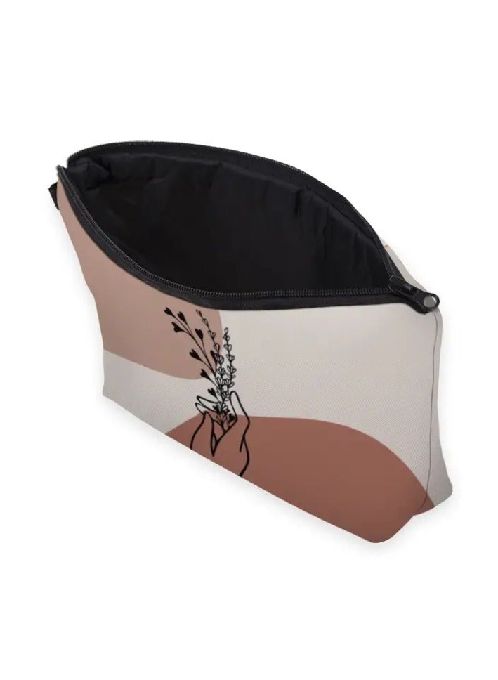 ORiTi 1pc Hand & Floral Pattern Makeup Bag Cosmetic Bag For Women Roomy Purse Bag Travel Accessories Organizer Gifts - Image 5