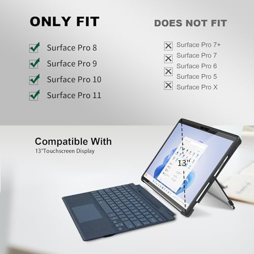 YORUNOHOSHI Case for 13 Inch Microsoft Surface Pro 11/10/9/8, with Stent Cover, All-in-one Shockproof Folio Rugged Case Compatible with Type Cover Keyboard, TPU Material(Transparent&Pink) - Image 2