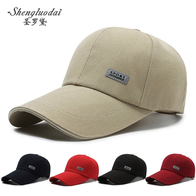 Mens Baseball Cap Sun-Blocking Fishing Long-Brim Canvas Hat Rose - Image 5