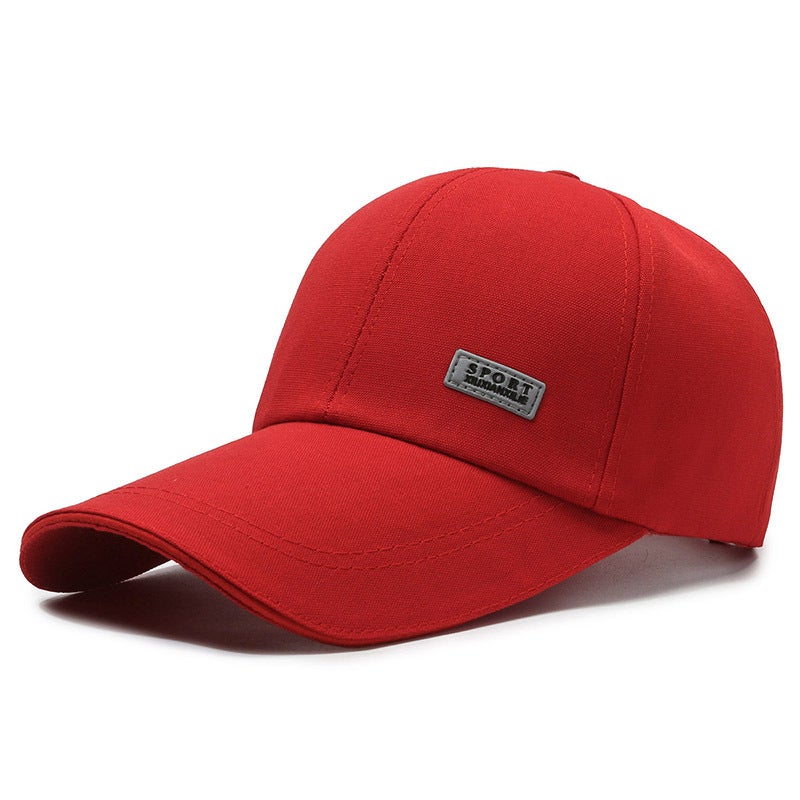 Mens Baseball Cap Sun-Blocking Fishing Long-Brim Canvas Hat Rose - Image 1