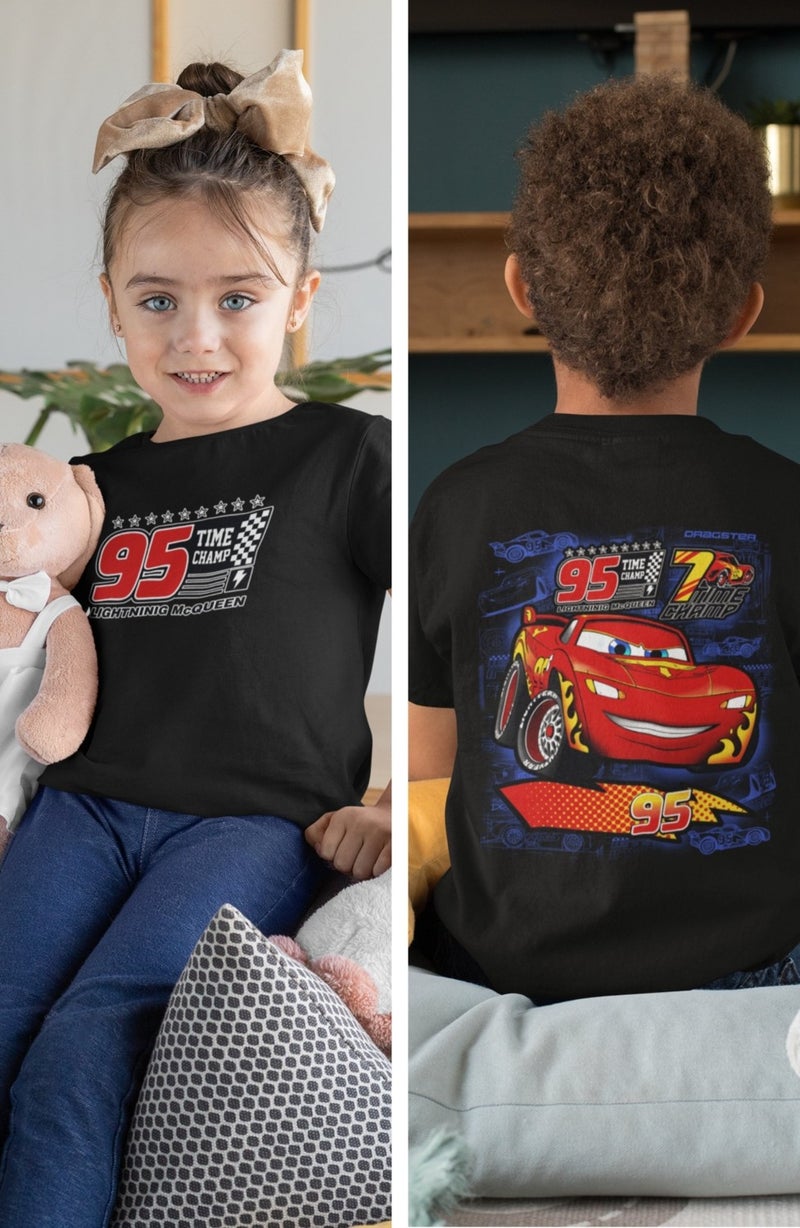 Fuddy Moda Fuddy Fashion Lightning Mcqueen Back Printed Unisex Kids T-Shirt, Cars Printed Baby T-Shirt  - Image 4