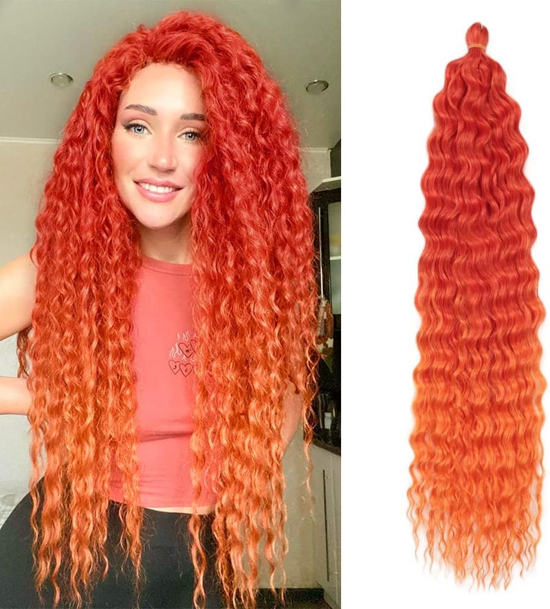 DSOAR Deep Twist Crochet Hair Hair Bundles Water Wave Synthetic Hair Extension Curly Braiding Ombre Curl Braiding Hairpiece, 22 Inch 3 Packs - Image 1