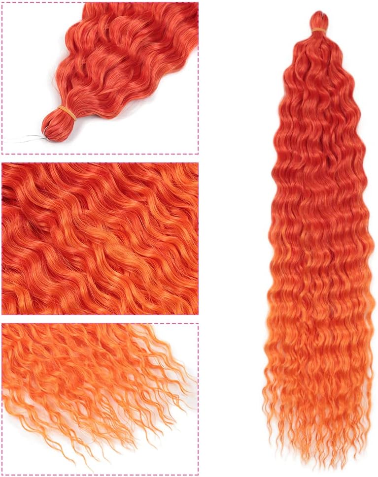 DSOAR Deep Twist Crochet Hair Hair Bundles Water Wave Synthetic Hair Extension Curly Braiding Ombre Curl Braiding Hairpiece, 22 Inch 3 Packs - Image 5