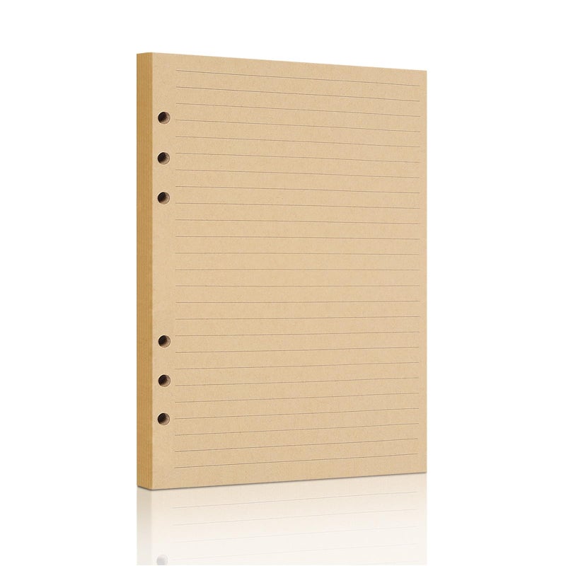 Mafegu Vintage Kraft Paper - A5 Lined Flipchart Refill, 80 Sheets (160 Pages) for 6-Ring Binders, Journal, Notebook, Diary - Image 1