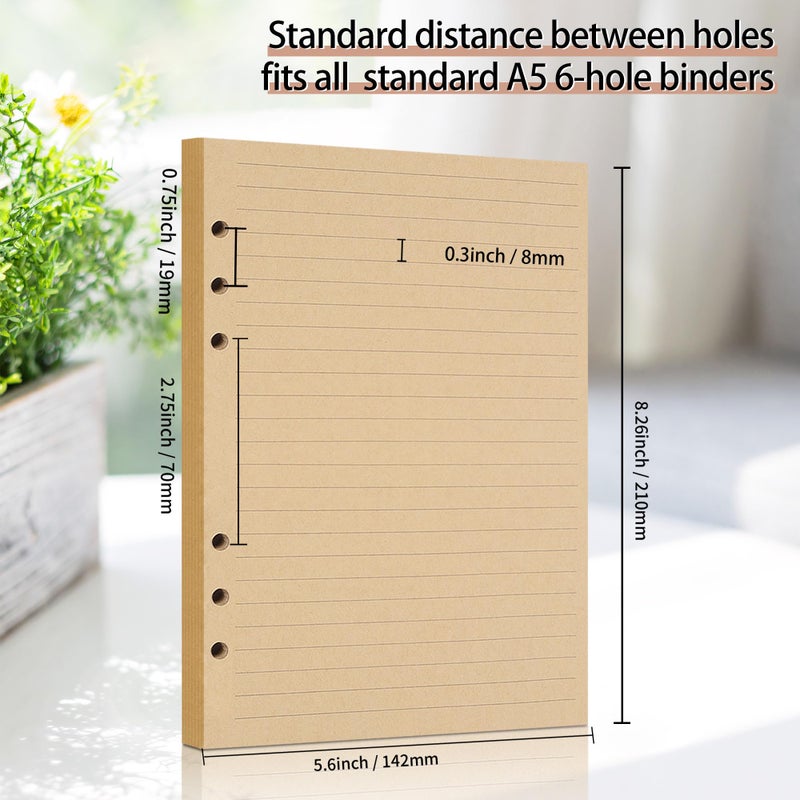 Mafegu Vintage Kraft Paper - A5 Lined Flipchart Refill, 80 Sheets (160 Pages) for 6-Ring Binders, Journal, Notebook, Diary - Image 3