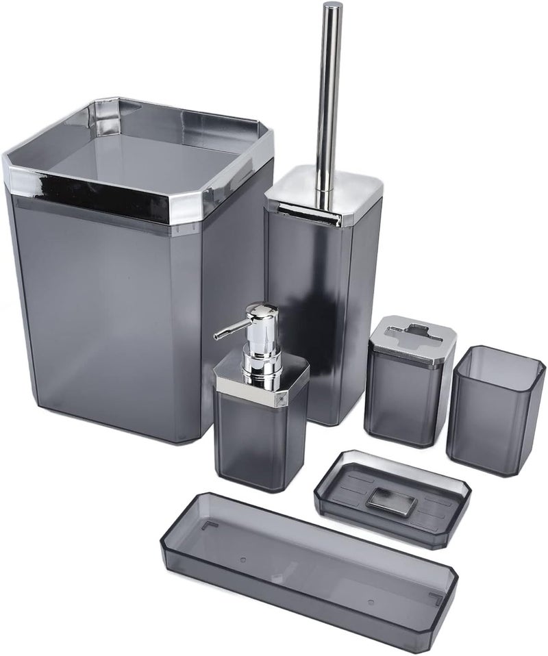 Bathroom Toothbrush Holder Set, Countertop Accessories 7Pcs Bathroom Accessory Grey Bathroom Accessories Set Toothbrush Holder, Toothbrush Cup, Tray, Toilet Brush Holder for - Image 3