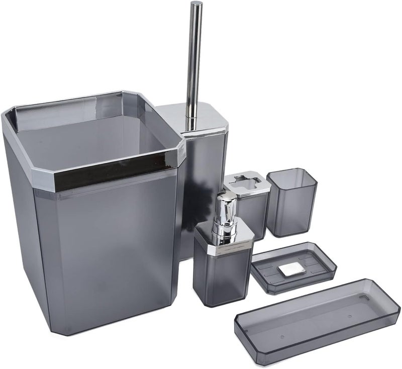 Bathroom Toothbrush Holder Set, Countertop Accessories 7Pcs Bathroom Accessory Grey Bathroom Accessories Set Toothbrush Holder, Toothbrush Cup, Tray, Toilet Brush Holder for - Image 1