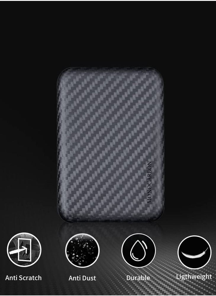 MONOCARBON Real Carbon Fiber Apple MagSafe Battery Pack Case Cover Ultra Protective & Lightweight - Matte Black  - Image 4