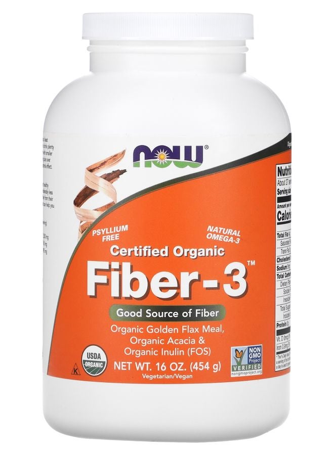 now Certified Organic Fiber3 Powder 16 oz (454 g)