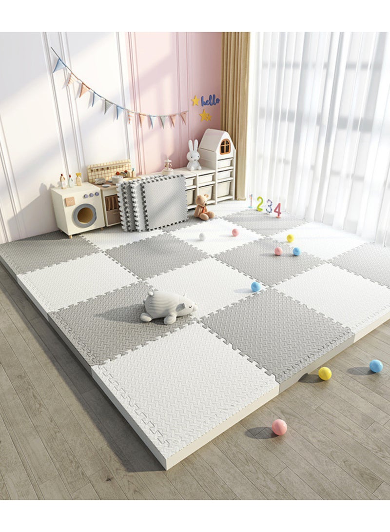 GoldenLike  12 قطعة من بساط الأرضية الإسفنجي، 60*60 سم، بساط إسفنجي أحجي، بساط لعب للأطفال، بساط صالة ألعاب رياضية، بساط أرضي للأطفال، بساط زحف، بساط مضاد للانزلاق، حشوة إسفنجية واقية للمنزل، صالة الألعاب الرياضية، 6 قطع رمادية و6 قطع بيضاء - Image 1