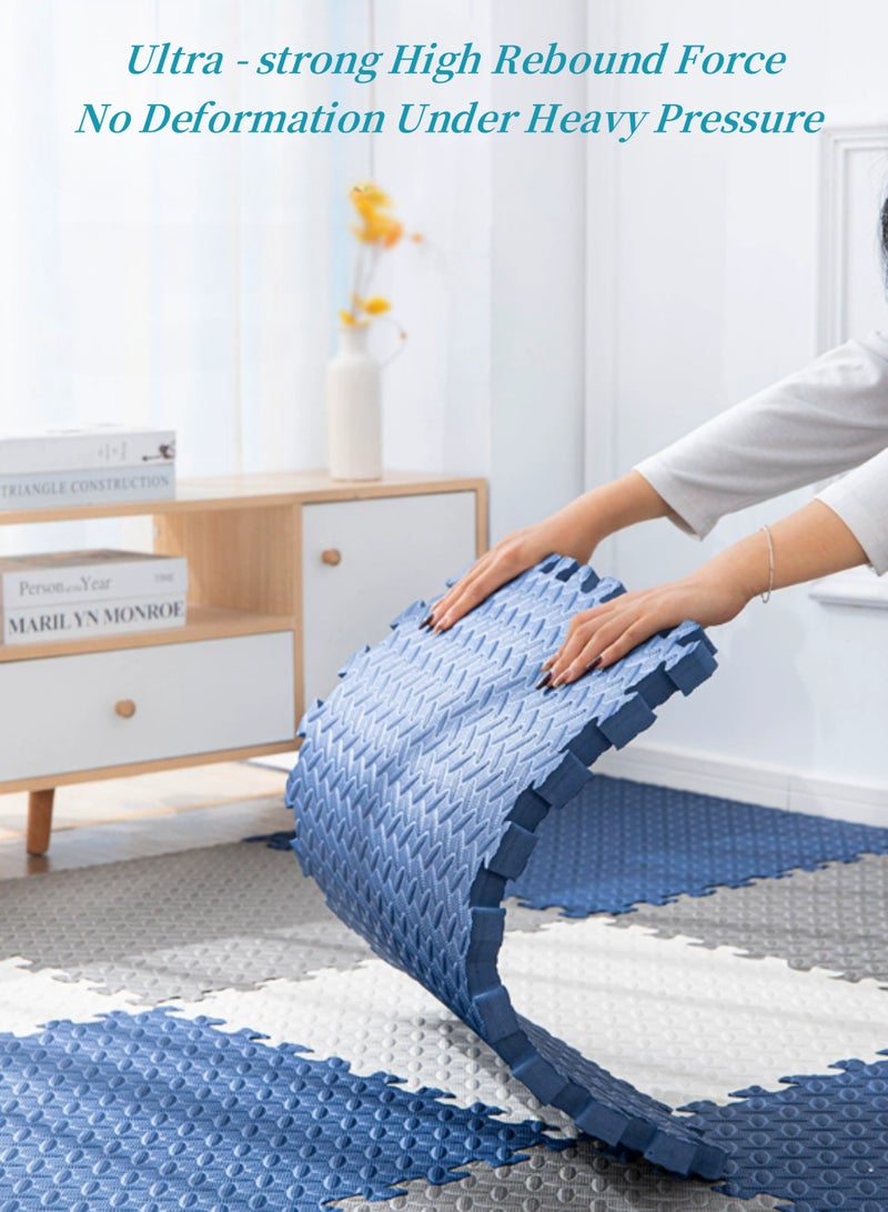 GoldenLike  12 قطعة من بساط الأرضية الإسفنجي، 60*60 سم، بساط إسفنجي أحجي، بساط لعب للأطفال، بساط صالة ألعاب رياضية، بساط أرضي للأطفال، بساط زحف، بساط مضاد للانزلاق، حشوة إسفنجية واقية للمنزل، صالة الألعاب الرياضية، 6 قطع رمادية و6 قطع بيضاء - Image 3