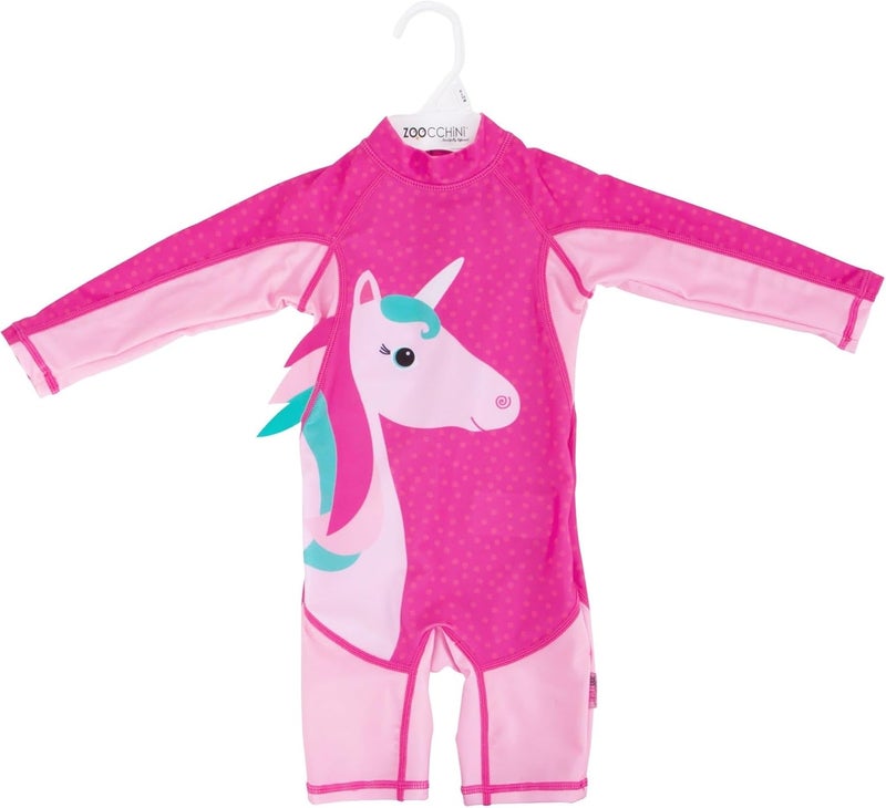 Zoocchini Baby and Toddler Unicorn Rashguard Swimsuit, 6-12 Months - Image 4
