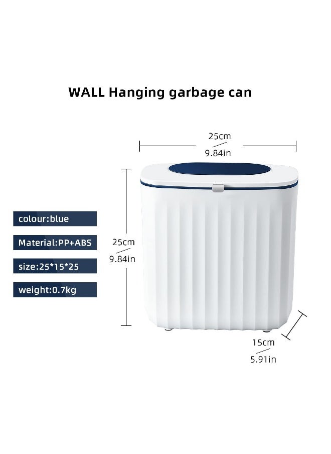 Generic 2.1-Gallon Kitchen Compost Bin with Lid - Wall-Mounted Hanging Trash Can for Under Sink or Cabinet Door, Odorless Plastic Garbage Can, Blue Color  - Image 5