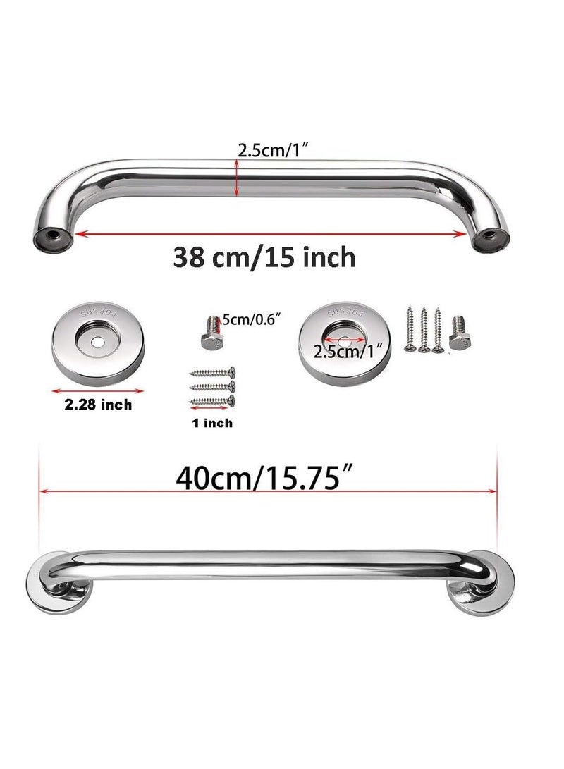 ZUEXT 16 Inch Stainless Steel Shower Grab Bar, Chrome Shower Handle, Bathroom Balance Bar, Safety Hand Rail Support Bar for Handicap Elderly Injury, Senior Assist Bath Tub Wall Concealed Mount Handle  - Image 2