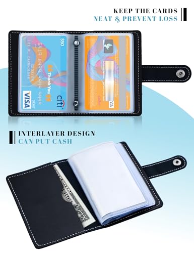 GAUENEEN Leather Business Card Holder, 26 Card Slots, RFID Blocking Secure Professional Card Organizer with Snap Closure (Black) - Image 5