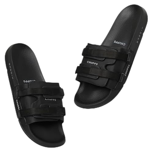 CHUPPS Element Black & Black Drift Orthopedic Slippers | Soft Footpharma Footbed | Breathable Ventilation Holes | Lightweight Flip Flops | Anti-Skid Chappals for Everyday For Mens - Image 1