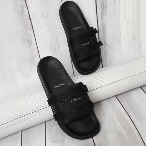 CHUPPS Element Black & Black Drift Orthopedic Slippers | Soft Footpharma Footbed | Breathable Ventilation Holes | Lightweight Flip Flops | Anti-Skid Chappals for Everyday For Mens - Image 2