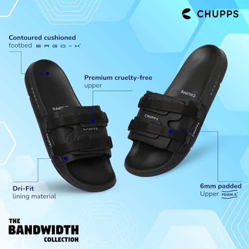 CHUPPS Element Black & Black Drift Orthopedic Slippers | Soft Footpharma Footbed | Breathable Ventilation Holes | Lightweight Flip Flops | Anti-Skid Chappals for Everyday For Mens - Image 4