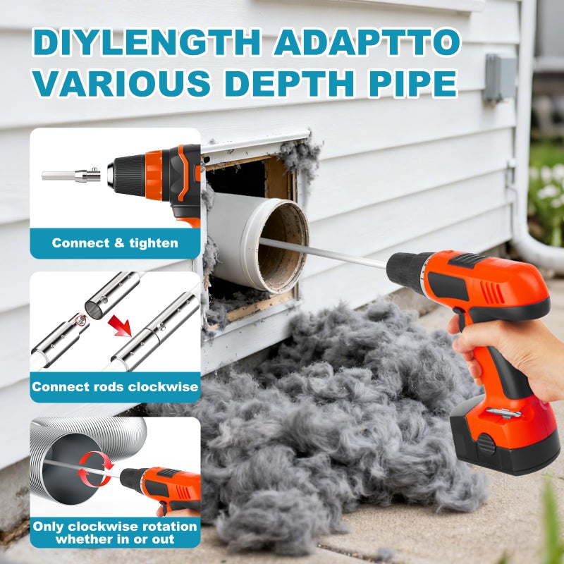 Sealegend 15 Feet Dryer Vent Cleaner Kit/Lint Remover/Upgraded Flexible Quick-Snap Brush with Drill Attachment/Fireplace Chimney Brushes for Easy to Clean/Cleaning Tool Use with or Without Power Drill - Image 3