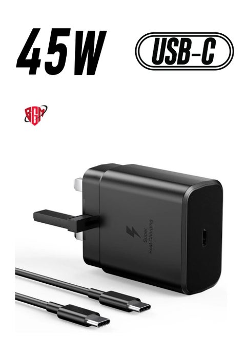 45W Super Fast for Samsung Galaxy S23 Ultra, S23+, S23, S22 Ultra 5G, S22+, S22, S20, S20 FE, S21, S10, A53, A33, A13, A03, M13 USB-C Phone Wall Plug for Samsung