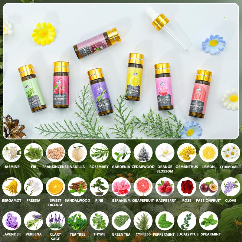 Comdian Essential Oil Set, 32 Pcs Fragrance Aromatherapy Oils for Skin, Diffusers, Home Care, Humidifier Laundry, Candle Making - Tea Tree, Sandalwood, Lavender, Vanilla, Eucalyptus and More(5mL) - Image 4