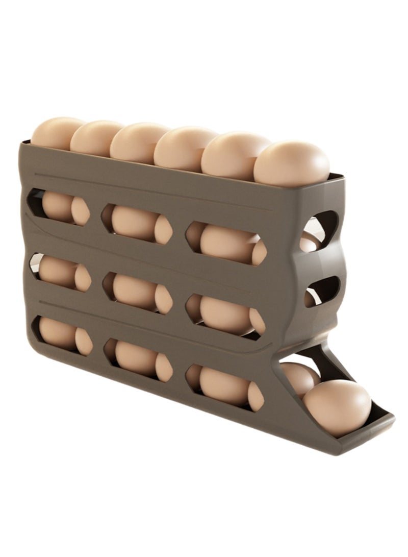 Light Grey Egg Box With Automatic Rolling Egg-Shaped Multi-Layer Storage, Suitable For Refrigerator Door, Saving Space - Image 1