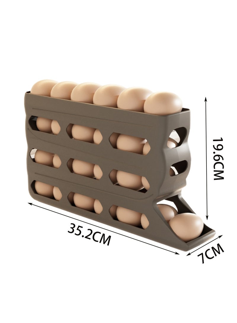 Light Grey Egg Box With Automatic Rolling Egg-Shaped Multi-Layer Storage, Suitable For Refrigerator Door, Saving Space - Image 2