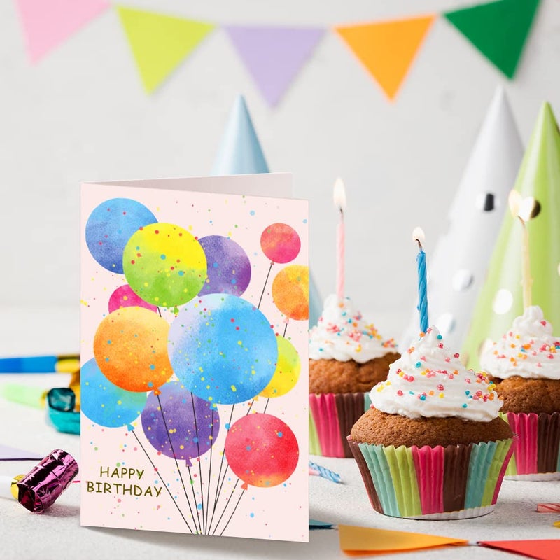 KiDEPOCH 50 Pack Happy Birthday Cards, Watercolor Birthday Cards Assortment, Assorted Blank Birthday Cards Bulk with Envelopes & Stickers for Birthday Party - Image 2