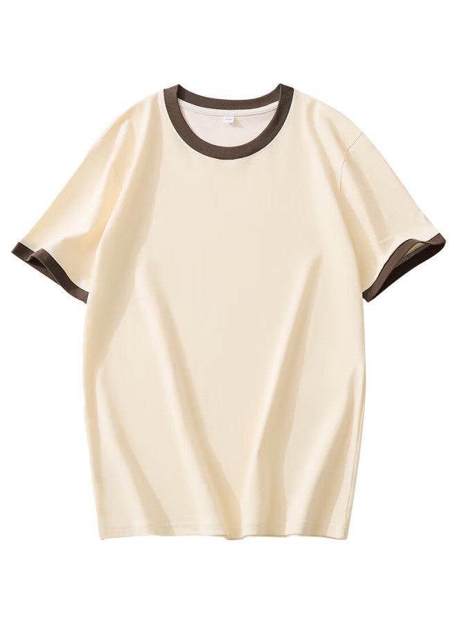 Yiershuang 100% Cotton Women's Short Sleeve T-shirt Comfortable Skin-friendly Color Block Basic Casual Top