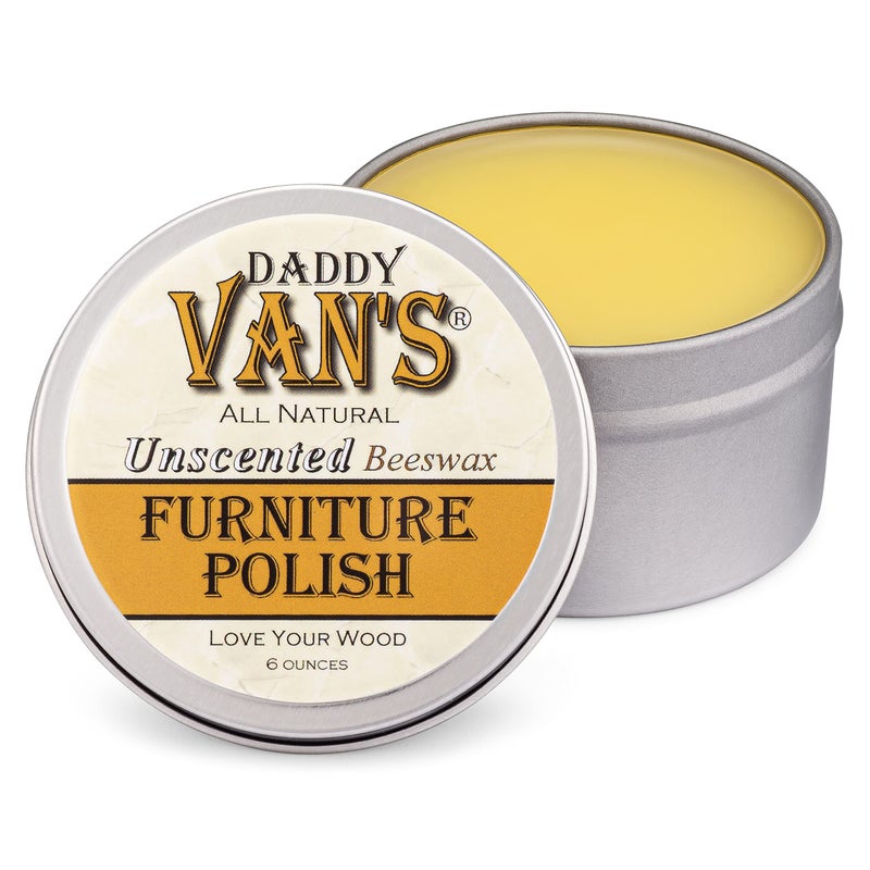 Daddy Van's All Natural Unscented Beeswax Furniture Polish - Food Safe Wood Conditioning Salve Nourishes and Protects Furniture, Cabinets, Antiques and Butcher Block - Image 1