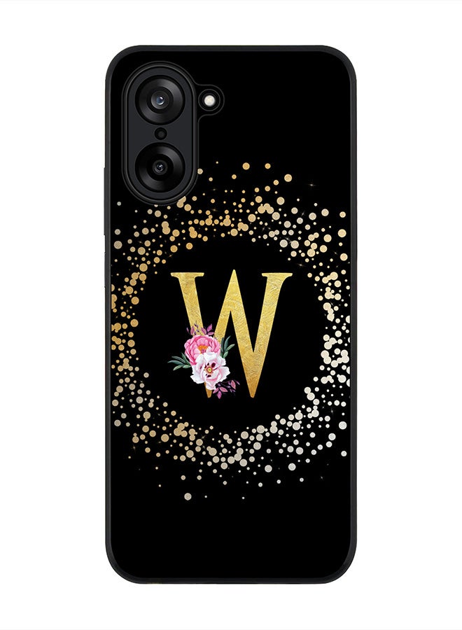 Stylizedd For OnePlus Nord CE5 / Ace 5 Racing Case,Slim fit Camera Protection, Shockproof Thin Phone cover  - Custom Monogram Floral - W ( Black )