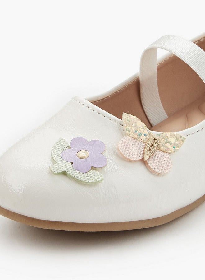 JUNIORS Girls Floral Accent Ballerina Shoes - Image 4