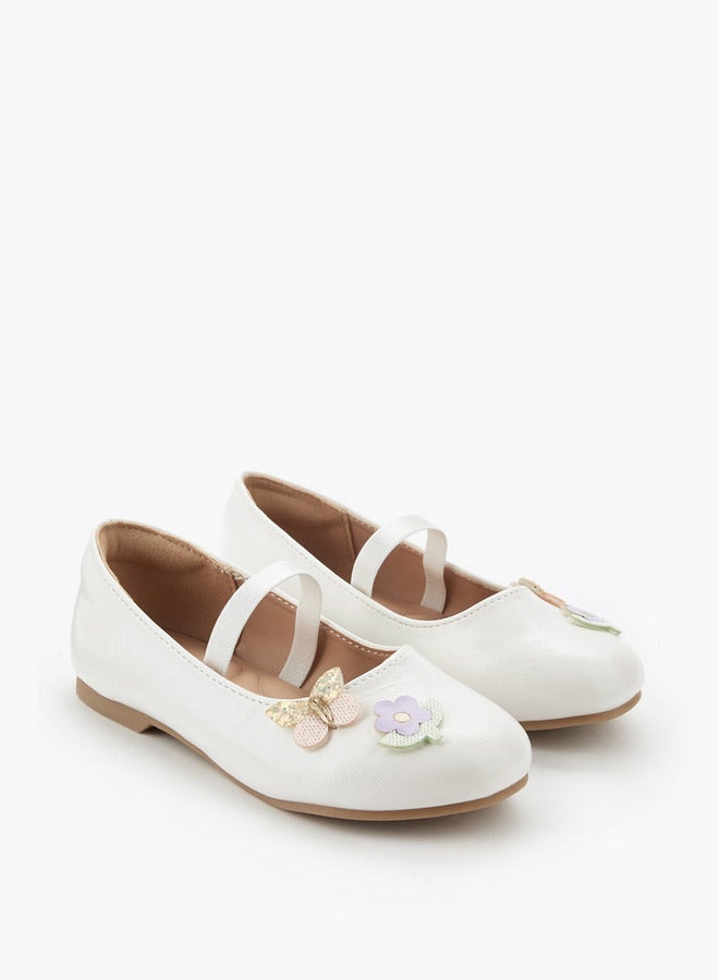 JUNIORS Girls Floral Accent Ballerina Shoes - Image 3