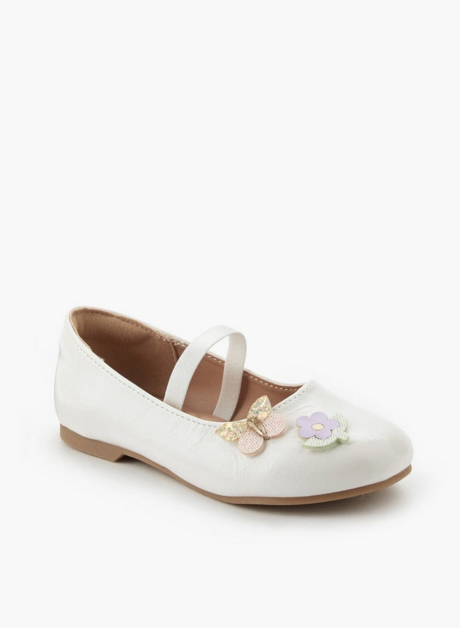 JUNIORS Girls Floral Accent Ballerina Shoes - Image 1