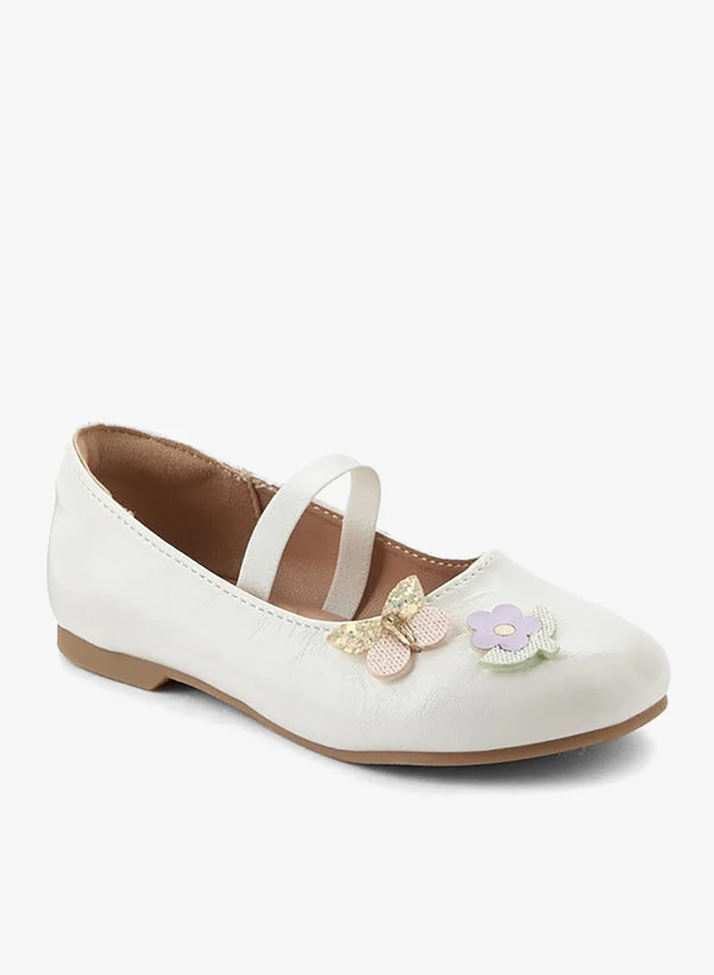 JUNIORS Girls Floral Accent Ballerina Shoes
