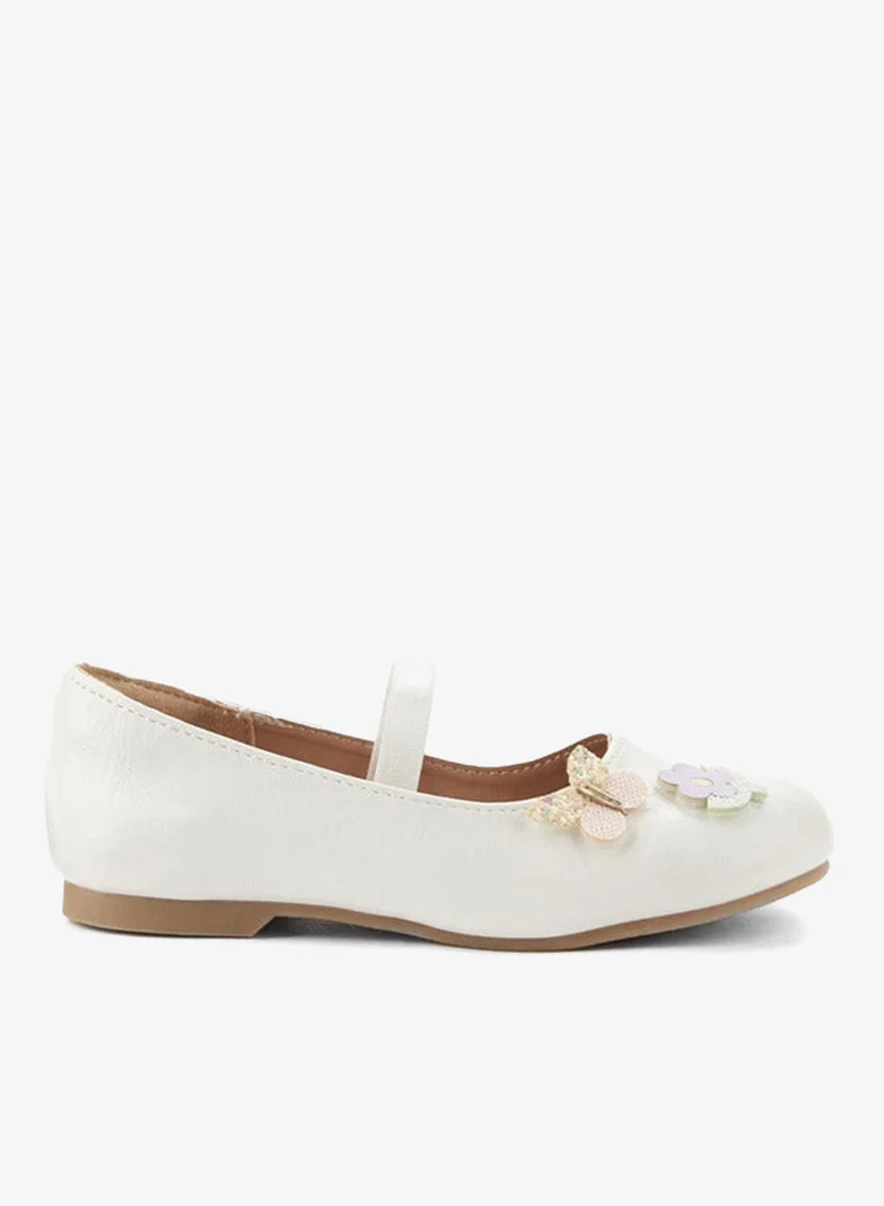 JUNIORS Girls Floral Accent Ballerina Shoes